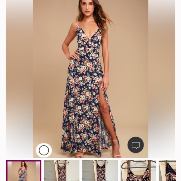 Lulus XL Everlasting Bliss Flowy Blue Floral Print Maxi Dress Long Party Date - Picture 9 of 9